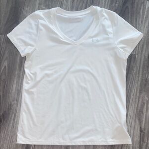 Under Armour White V-Neck Short Sleeve Performance Tee
